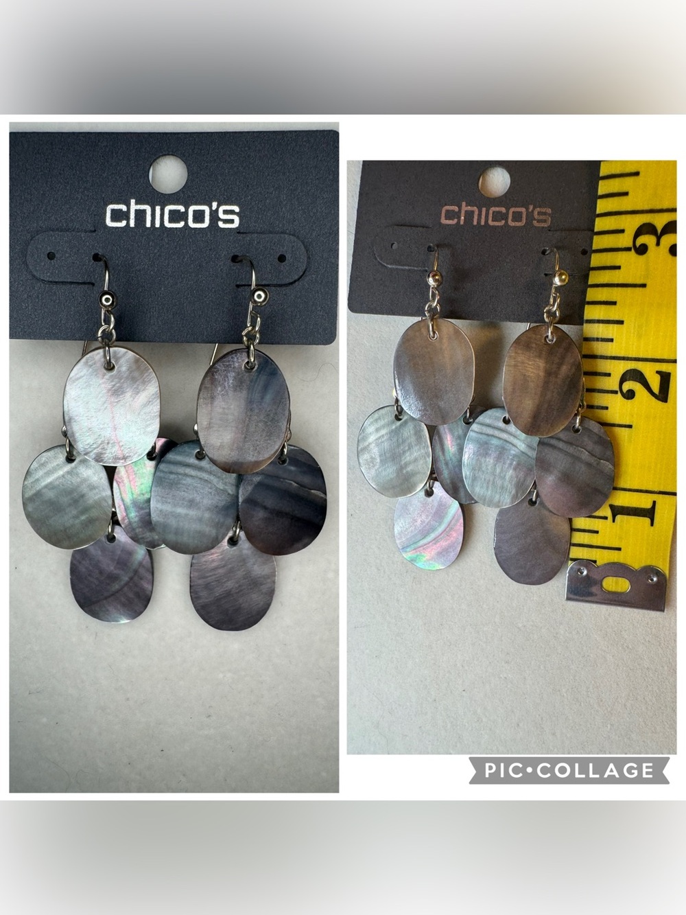 NWT Chico's Iridescent Brown Shell Cascade Earrings